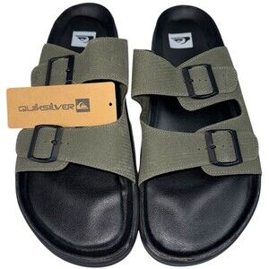 QuikSilver Mens Size 13 Deck Slides Sandals Double Band Shoes Green New